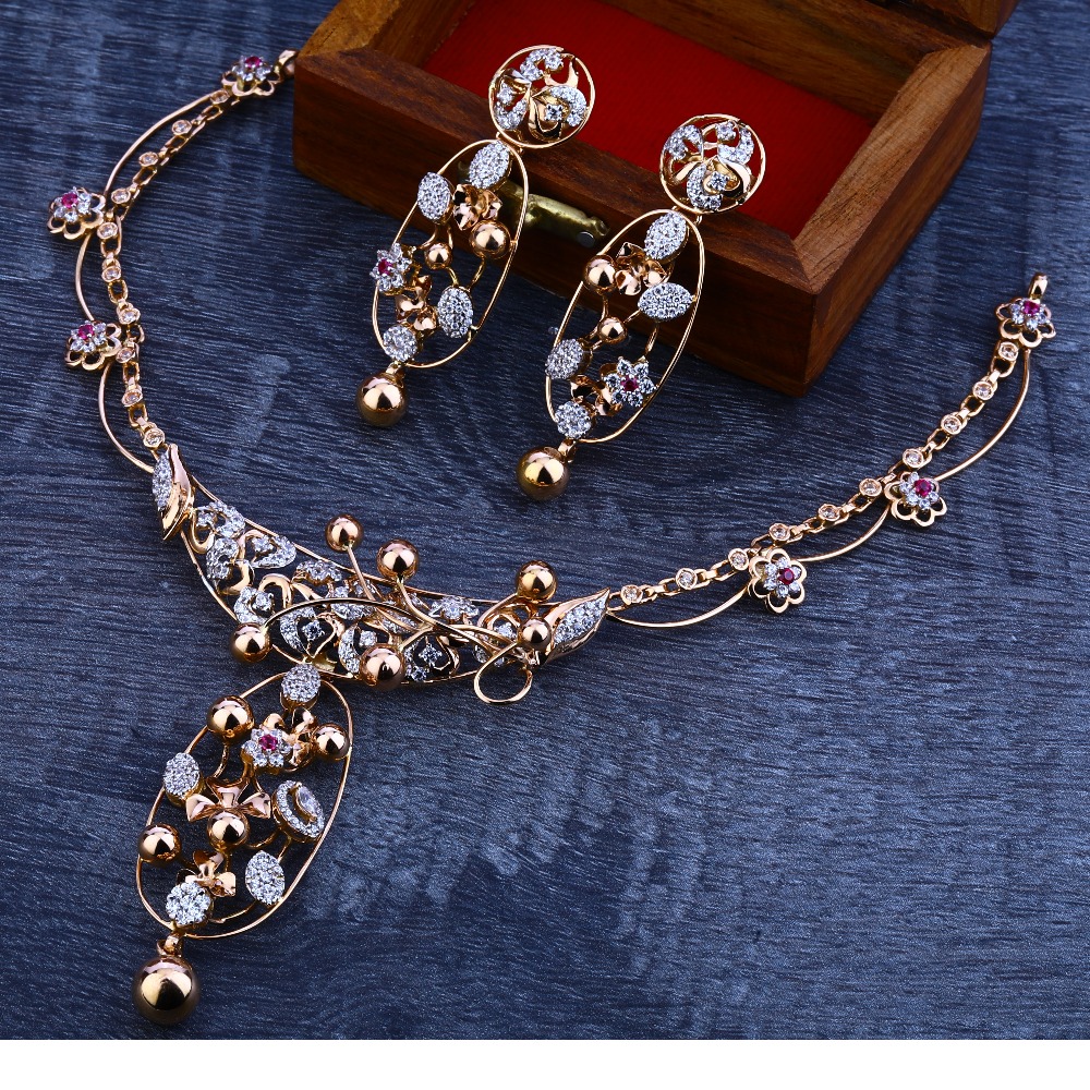 750  rose gold stylish  women's hallmark  necklace set  rn29
