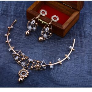 750  rose gold designer  women's hallmark  necklace set  RN26