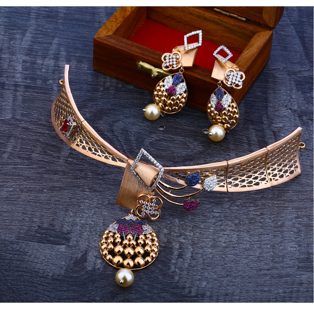 18ct  Rose Gold Women's  Classic   Necklace Set RN55