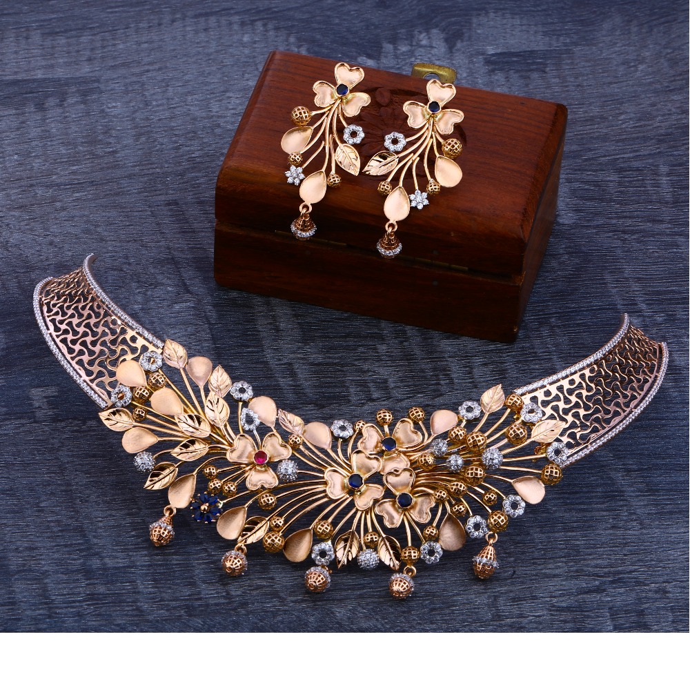 18ct  Rose Gold fANCY   Hallmark   Necklace Set RN36