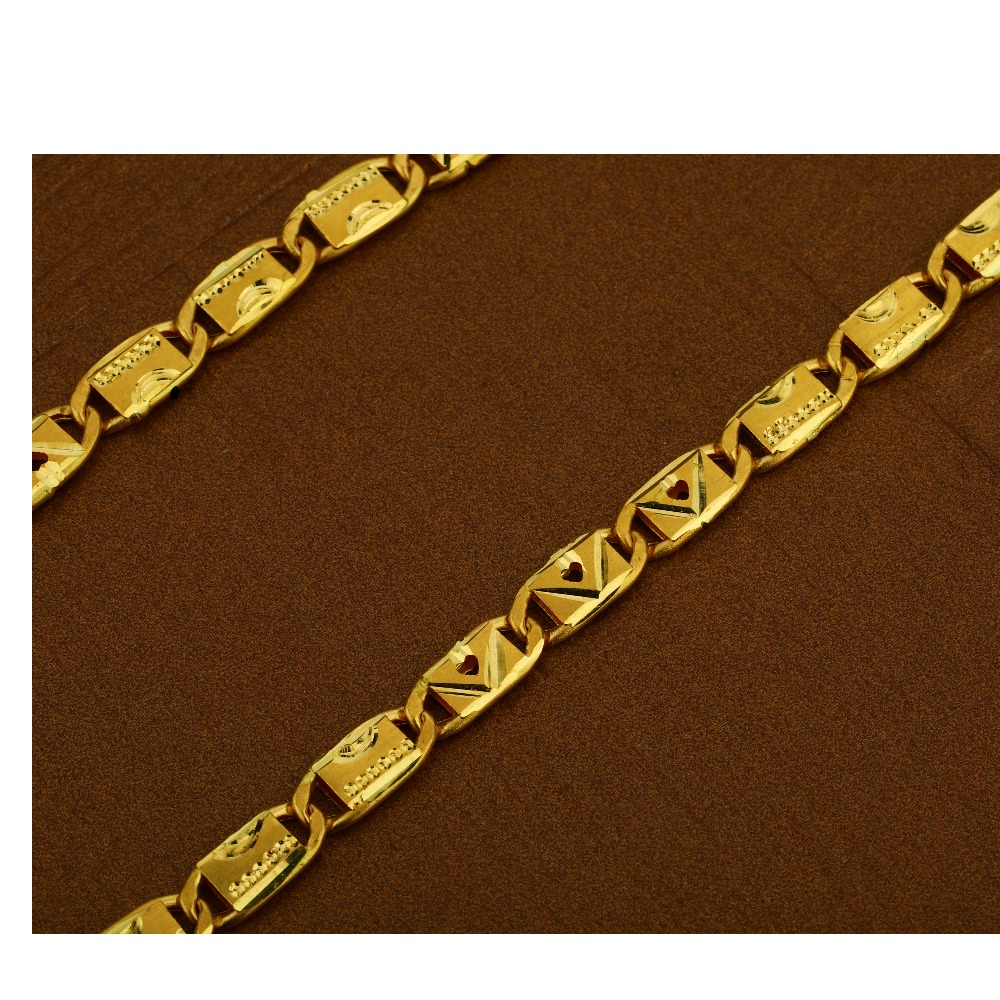 916 Gold Nawabi Plain Mens Chain-MNC15
