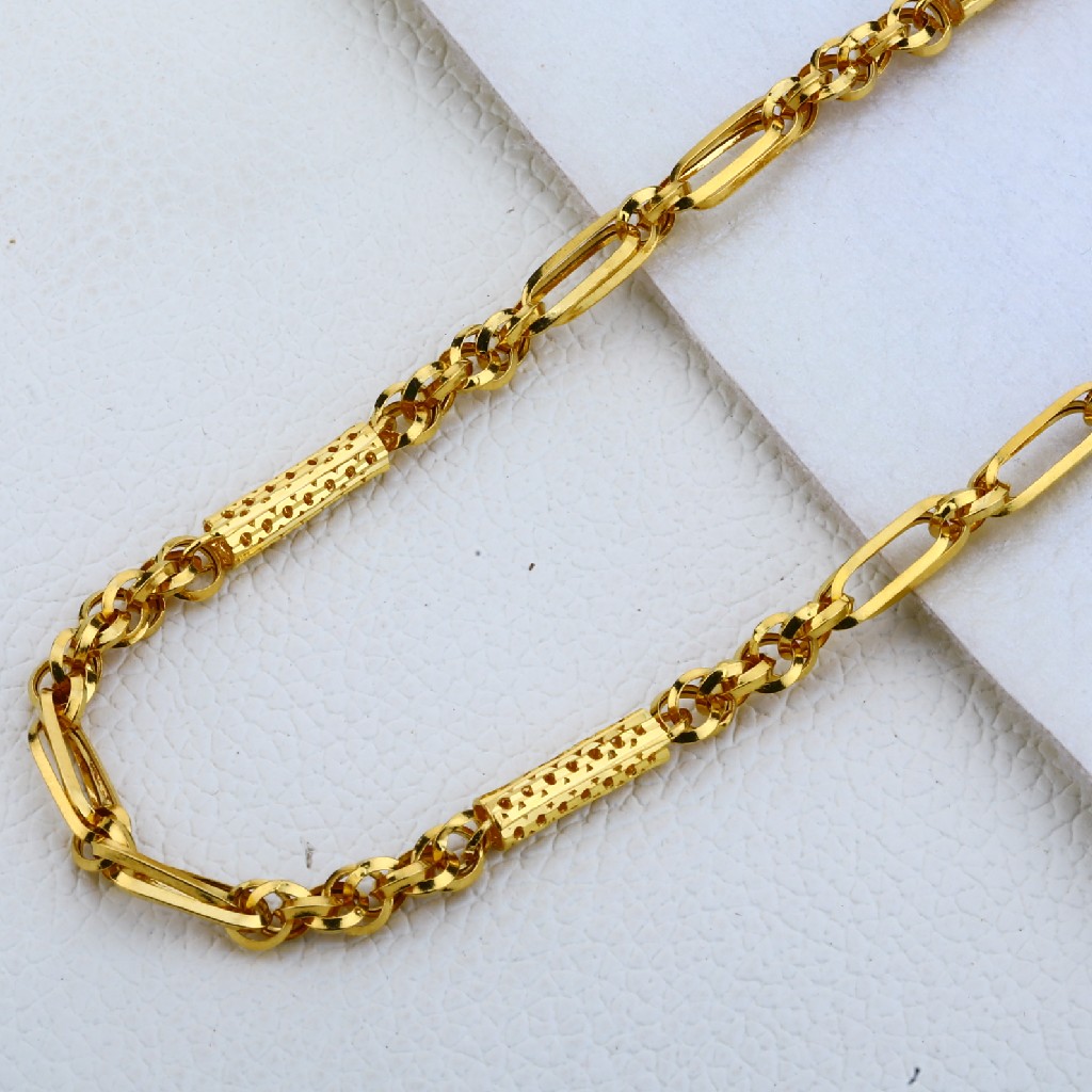 916 Gold Hallmark Fancy Choco Chain MCH193 - Image 2