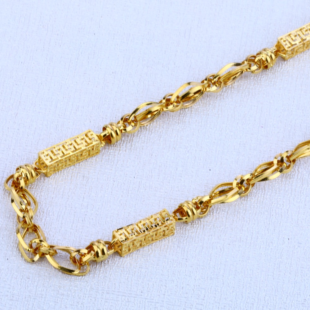916 Gold Mens Hallmark Stylish Choco Chain MCH230 - Image 2
