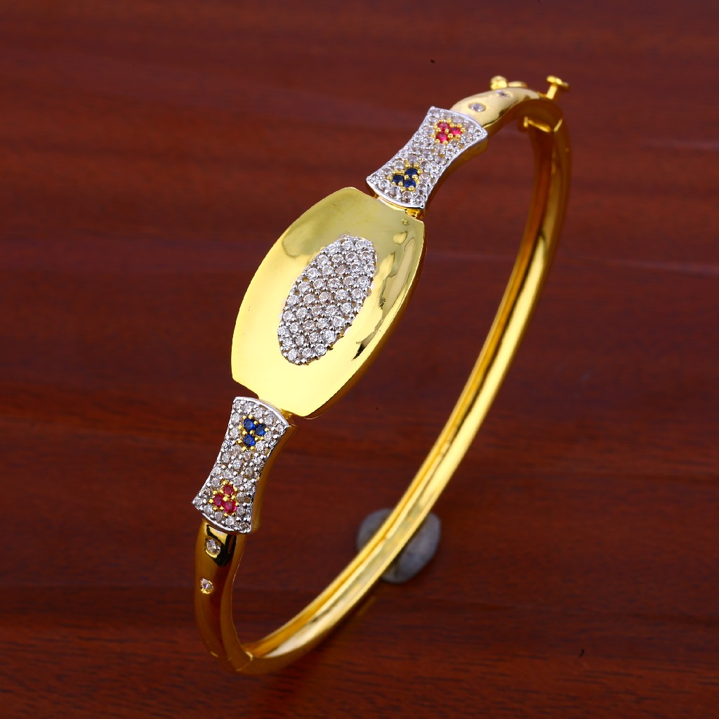 18kt Gold Cz Kada Bracelet LKB68 - Image 2