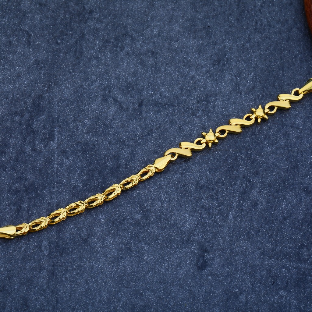 916 Gold Ladies plain Bracelet LPBR22