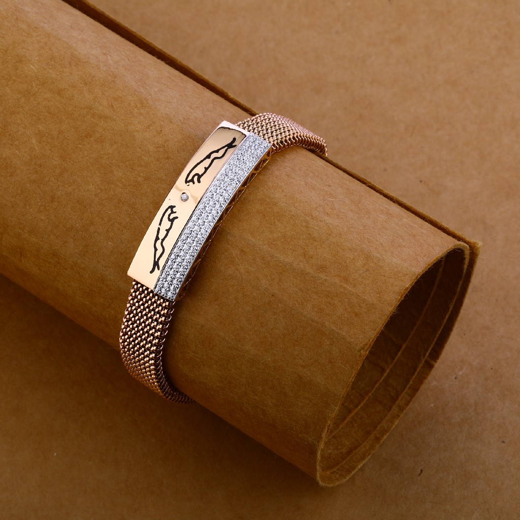 18 Kt Rose Gold Fancy Mens Bracelet MLB135