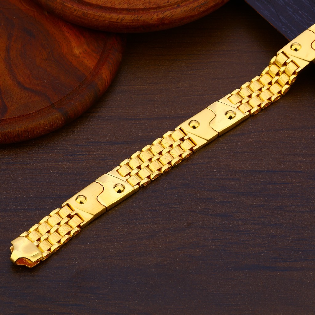 916 Gold Mens Fancy Bracelet MPB183 - Image 2