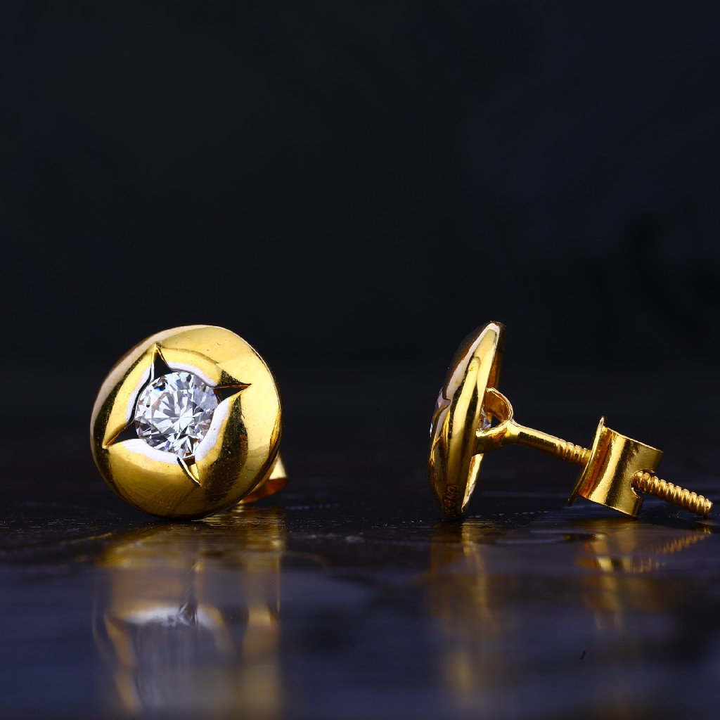 916 Gold Fancy Solitare Earring LSE34