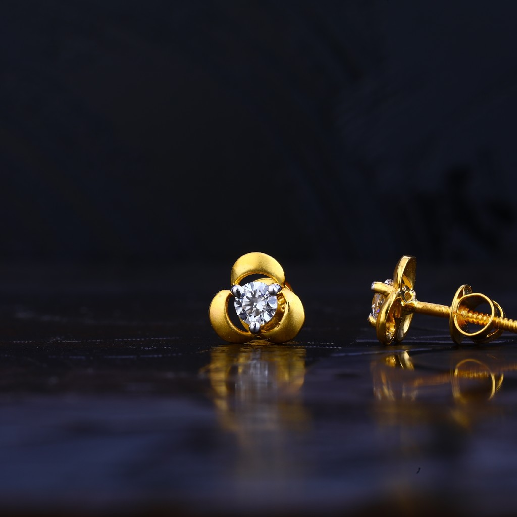 916 Gold Solitare Earring LSE53