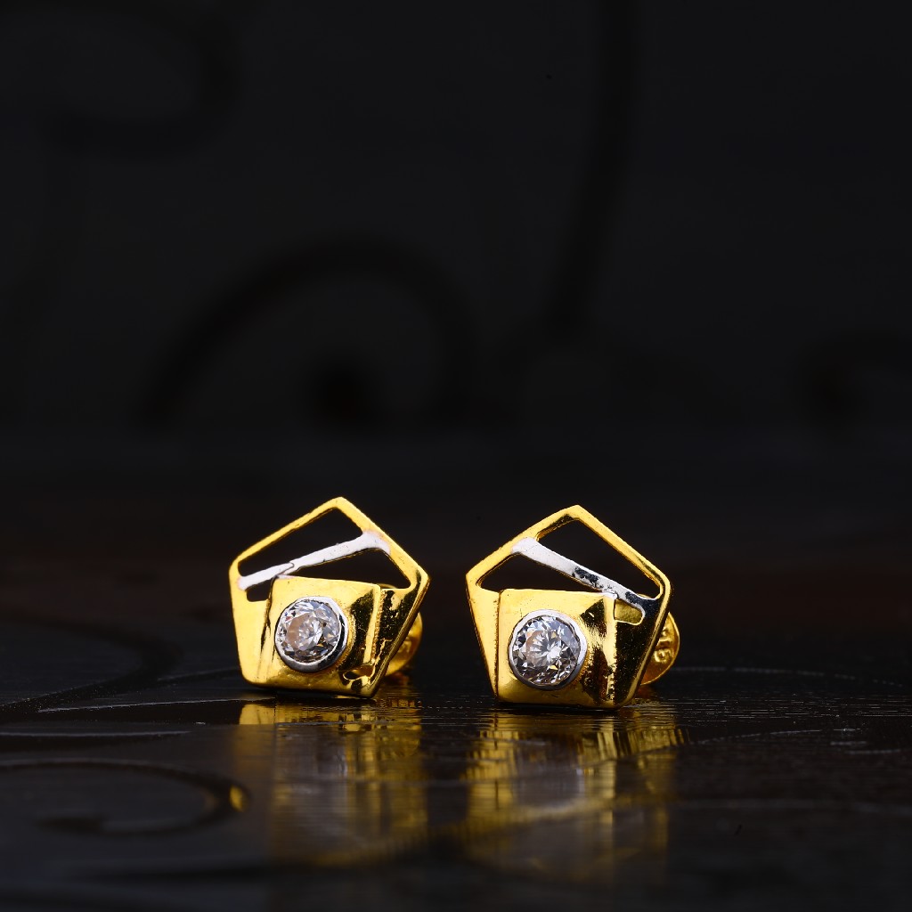 916 Gold Designer Solitare Earring LSE115