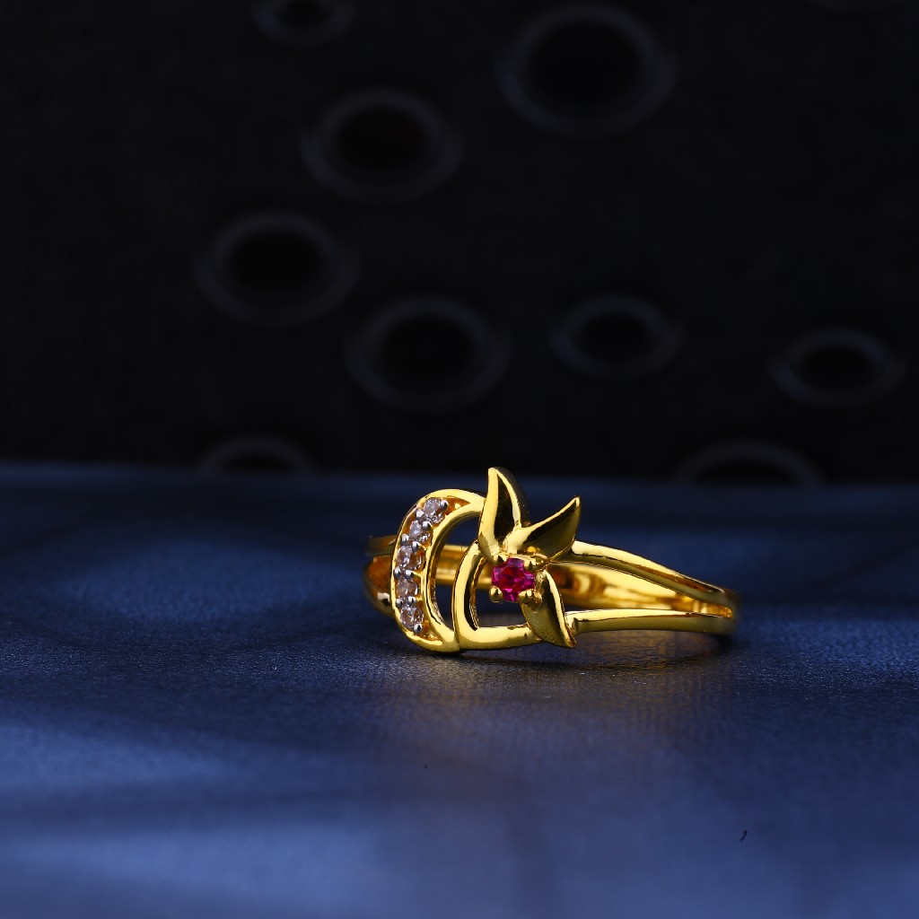 916 Gold Color Gemstone Ring LR48 - Image 2