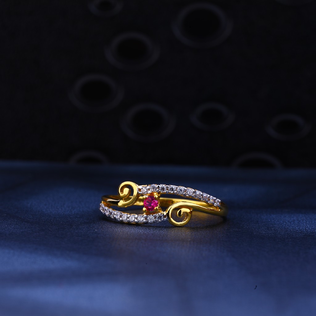 916 Gold Cz Color Gemstone Ring LR50