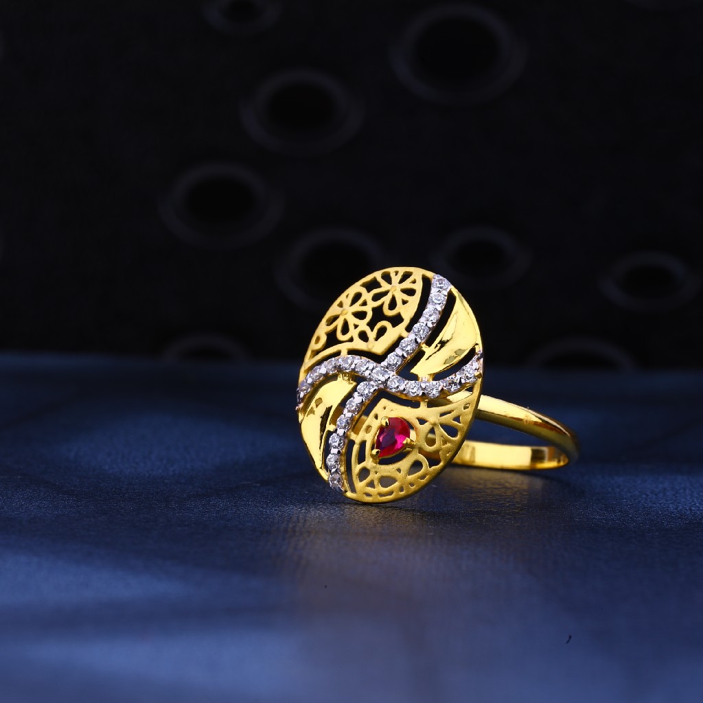 916 Gold Cz Diamond Ring LR77 - Image 2
