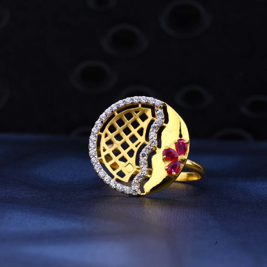 916 Gold Designer cz Diamond Ring LR86 - Image 2