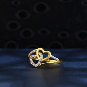 22ct gold double heart design ring lr149