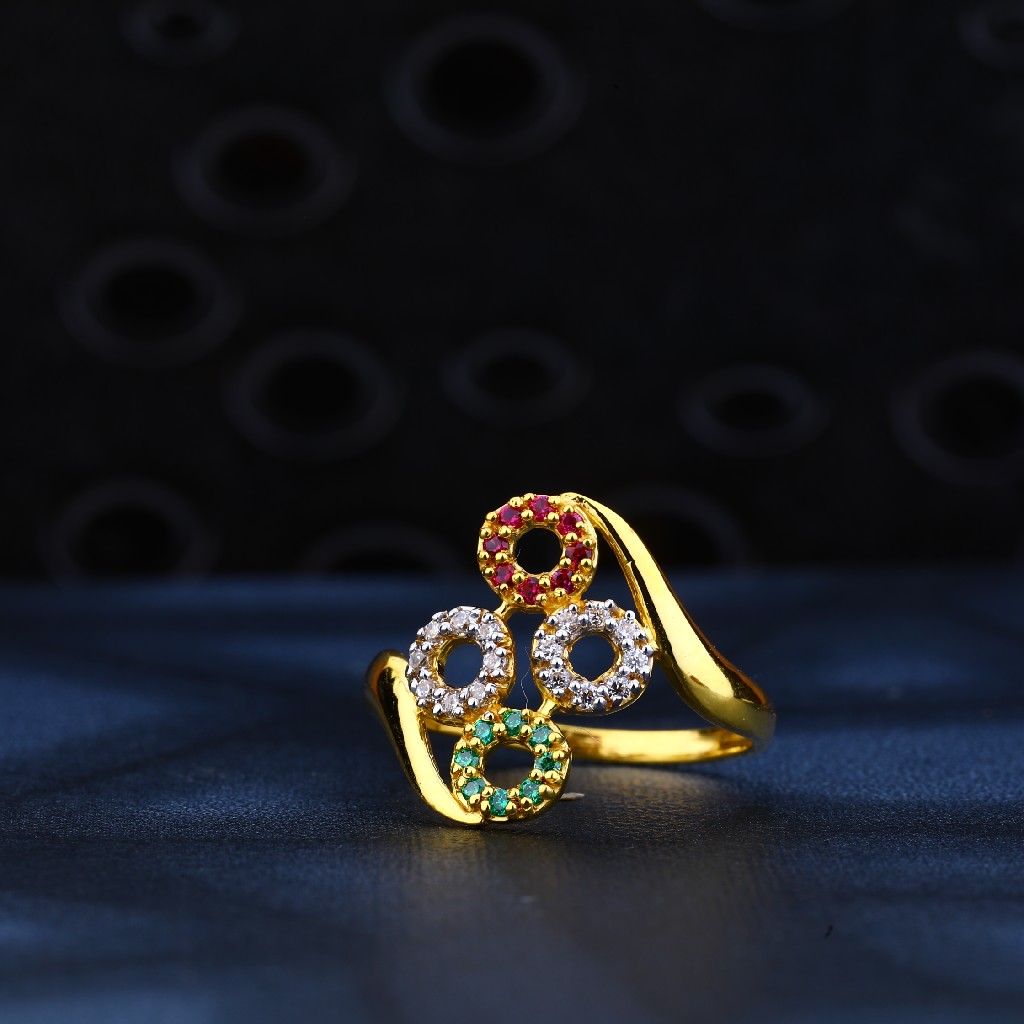 916 Gold Color Gemstone Ring LR162
