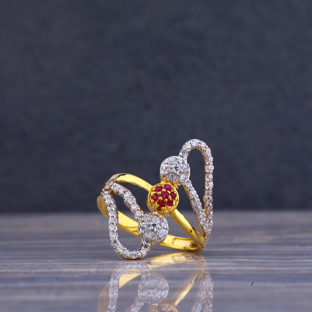 22kt Gold Designer Cz Ring LLR73 - Image 2