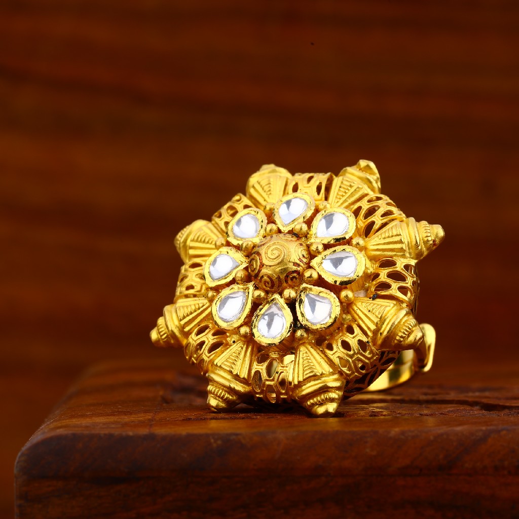 22ct Gold Antique Gemstone Ring LAR87 - Image 4
