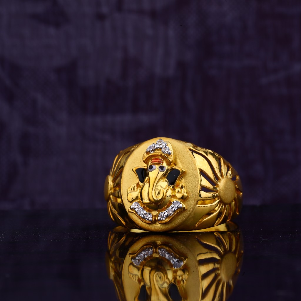 22kt 916 cz Lord Ganesha Ring MGR76 - Image 5