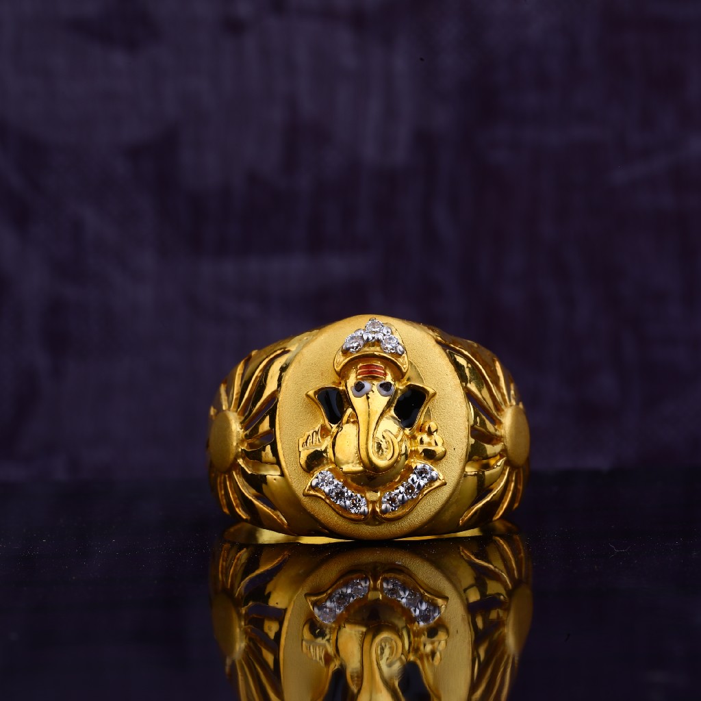 22kt 916 cz Lord Ganesha Ring MGR76 - Image 3