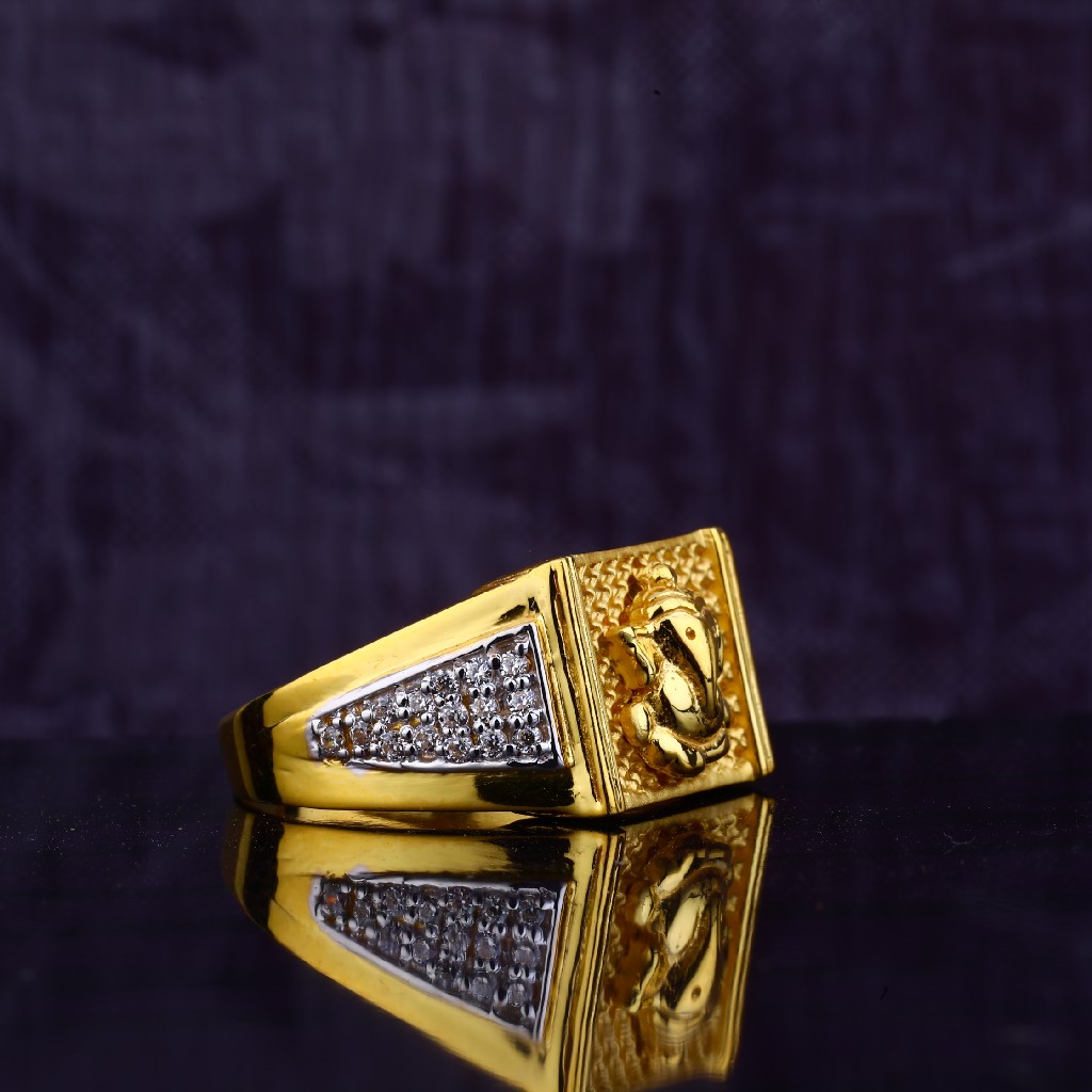 22ct Gold Cz Lord Ganesha Ring MGR77 - Image 3