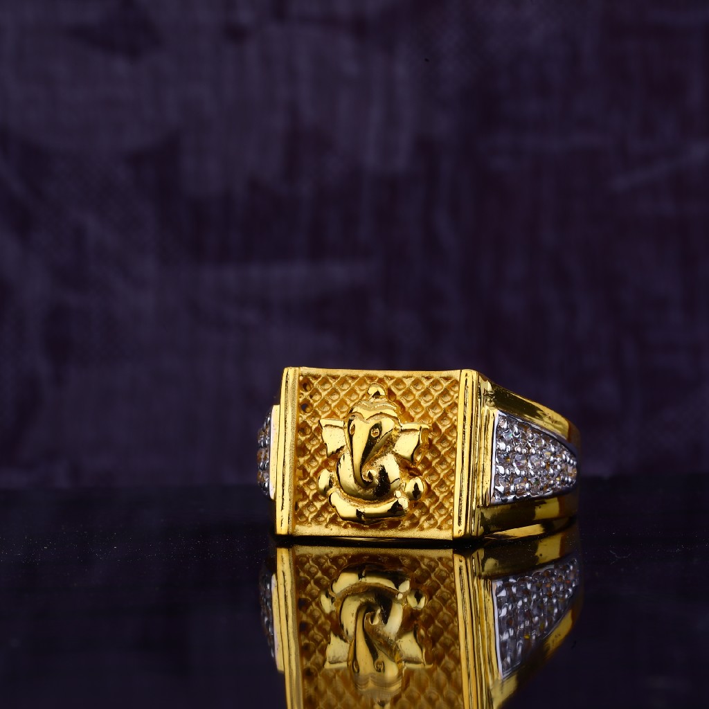 22ct Gold Cz Lord Ganesha Ring MGR77 - Image 2