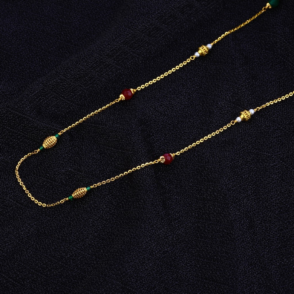 Single Line Delicate 22K Gold Moti Mala-AC129