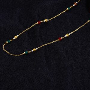 Ladies 916 Gold Colourful Stone Moti Delicate Mala-AC125