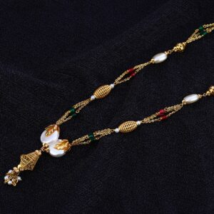 Ladies 916 White Moti Designer Gold Mala-AC123