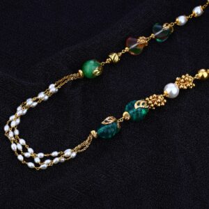 Ladies 916 Gold Colourful Stone Moti Designer Mala-AC122
