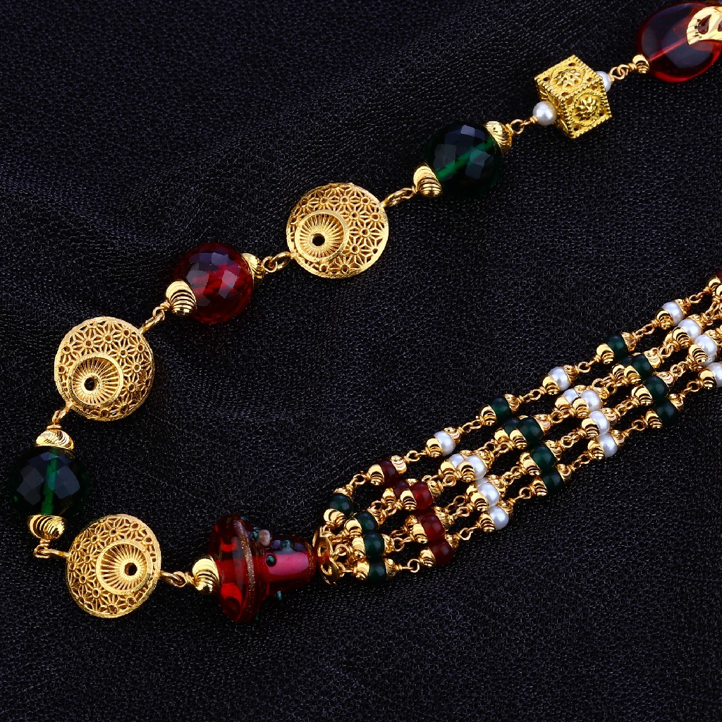 Ladies 916 Designer Gold Moti Colour Stone Mala-AC121 - Image 3