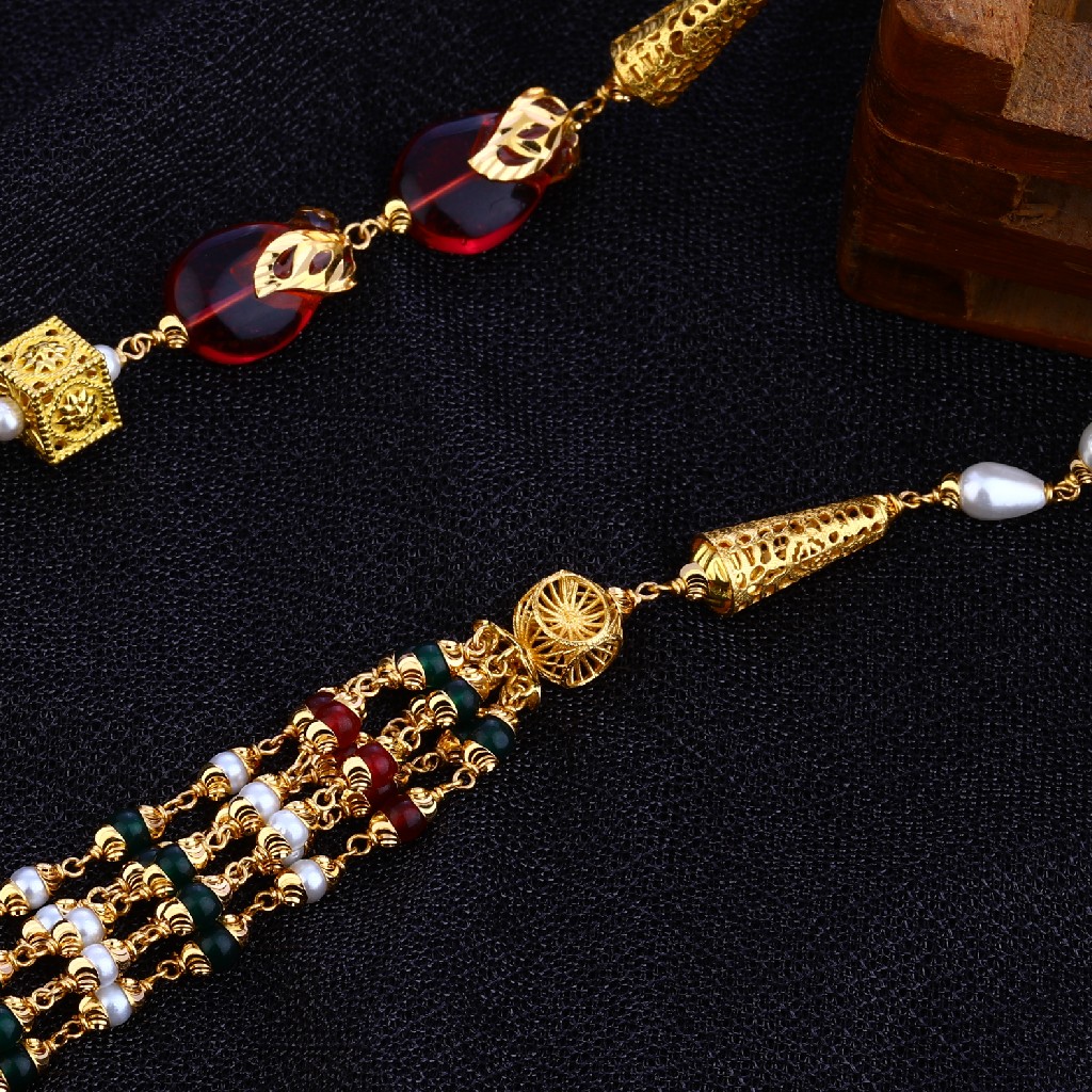 Ladies 916 Designer Gold Moti Colour Stone Mala-AC121 - Image 2