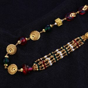 Ladies 916 Designer Gold Moti Colour Stone Mala-AC121