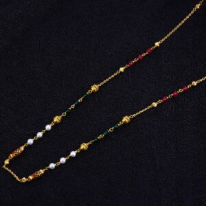 Ladies 916 Single Line Colour Stone Gold Moti Mala-AC114