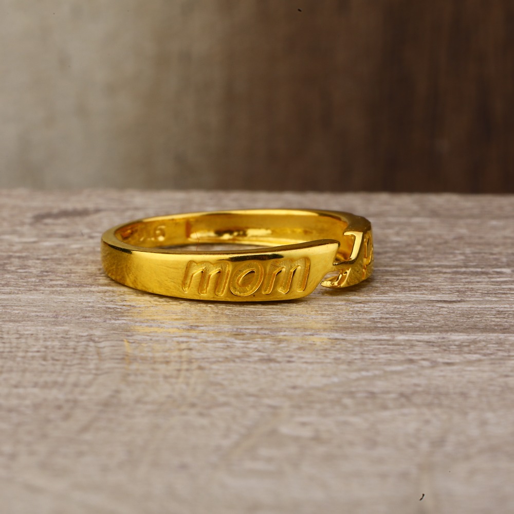 Ladies 22K Gold Mom Dad Designer Ring -LPR156 - Image 3
