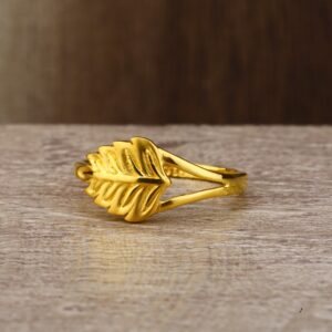 Ladies 22K Gold Leaf Design Ring -LPR150