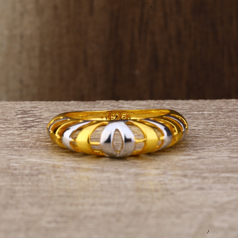 Ladies 916 Gold Round Rodium Fancy Ring -LPR145 - Image 2