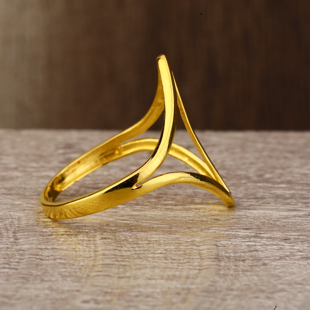 Ladies 22K Gold Fancy Long Plain Ring -LPR137 - Image 3