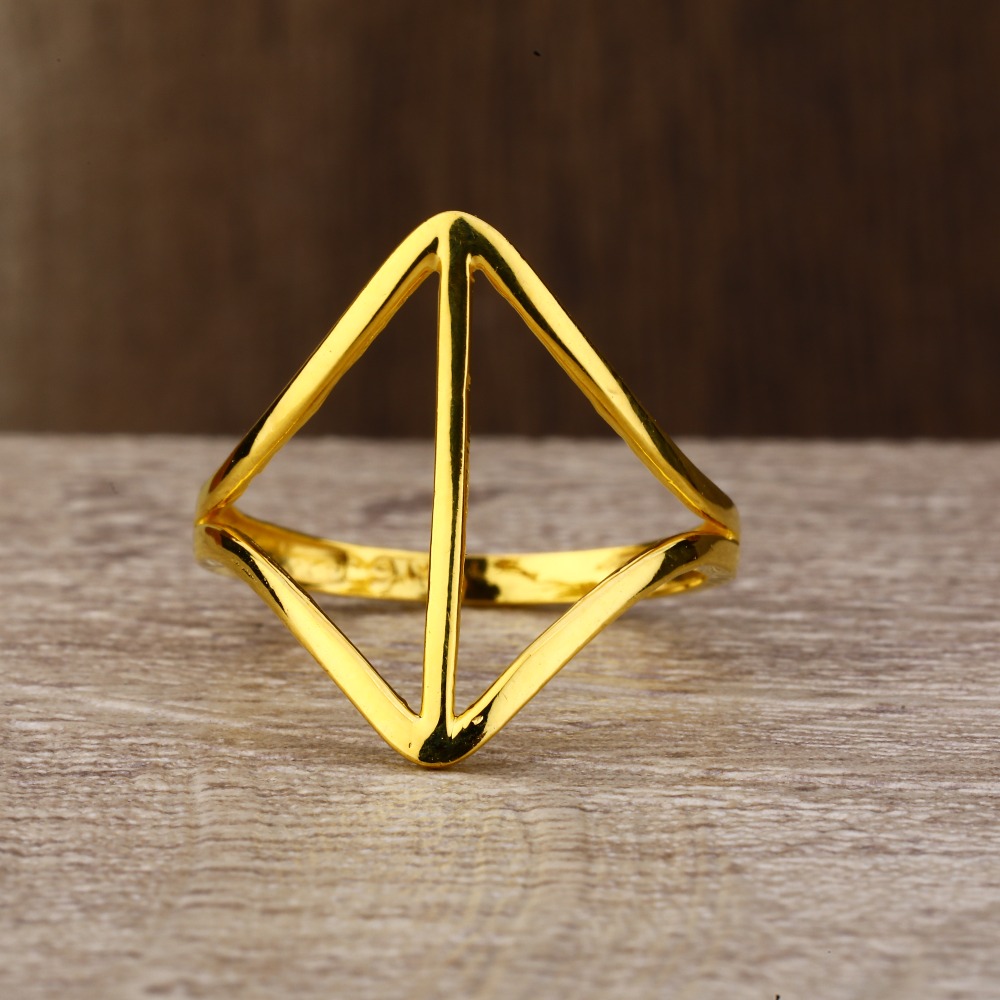 Ladies 22K Gold Fancy Long Plain Ring -LPR137 - Image 2