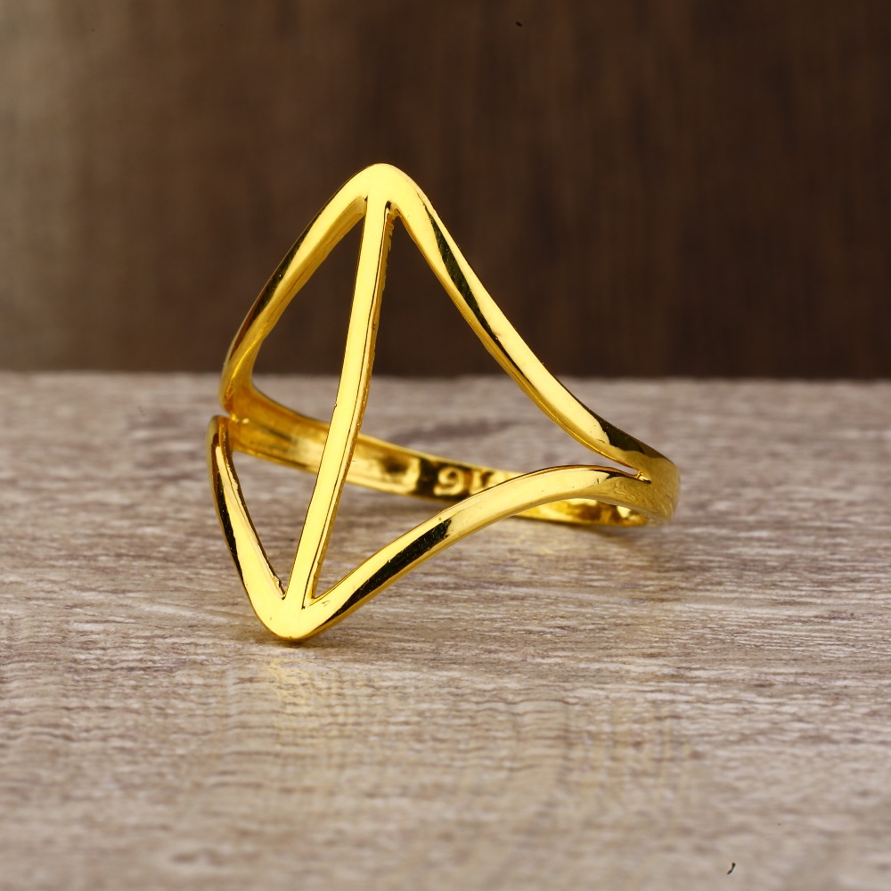 Ladies 22K Gold Fancy Long Plain Ring -LPR137