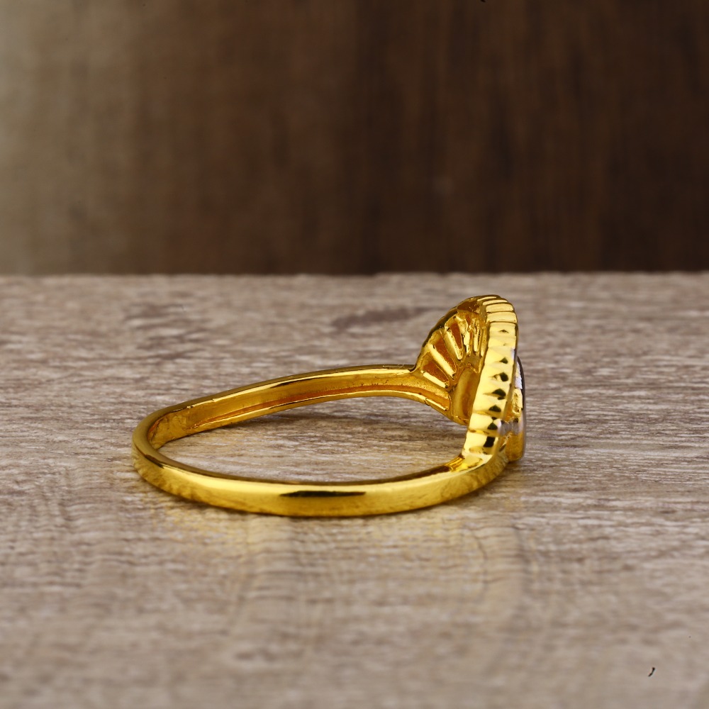 Ladies 916 Gold CZ plain Ring -LPR126 - Image 3