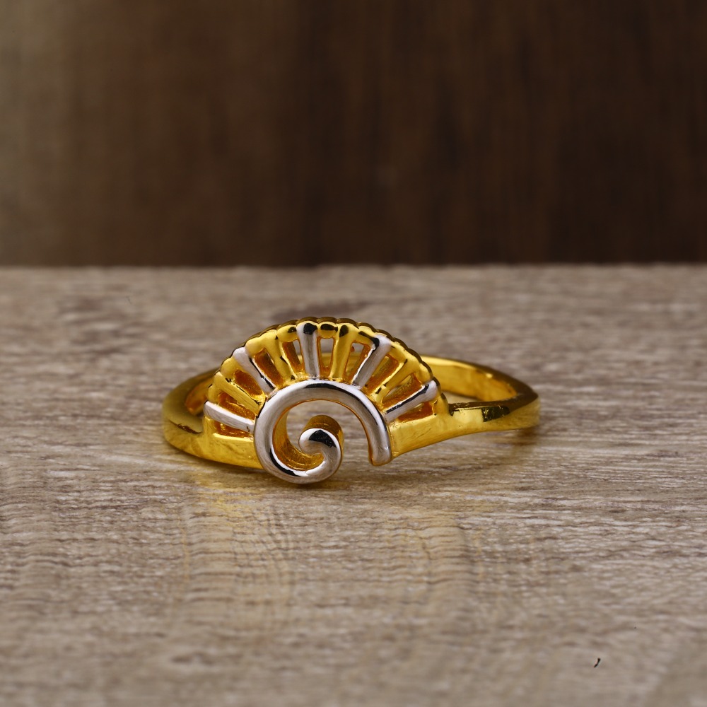Ladies 916 Gold CZ plain Ring -LPR126 - Image 2