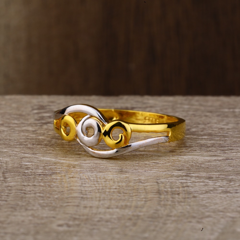 Ladies 916 Gold Plain Rodium Ring -LPR123
