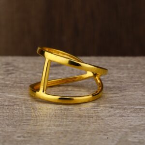 Ladies 22K Gold Round Band Plain Ring -LPR122