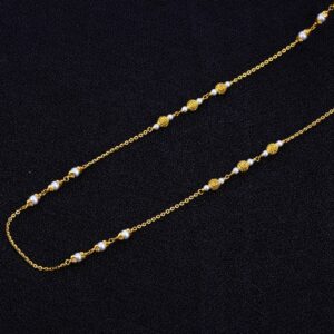 Ladies White Moti Delicate 916 Gold Mala-AC108