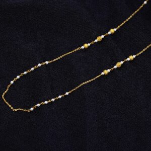 Ladies White Moti Single Line Fancy 22K Gold Mala-AC107