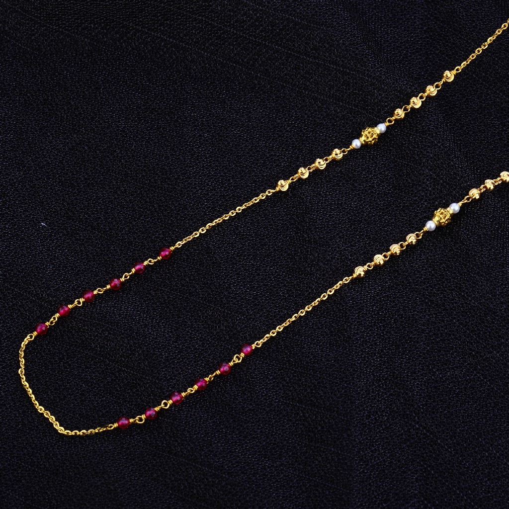 Ladies Single Layer Moti 22K Gold Mala-AC106