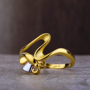 Ladies 22K Gold Casting CZ Ring -LPR101