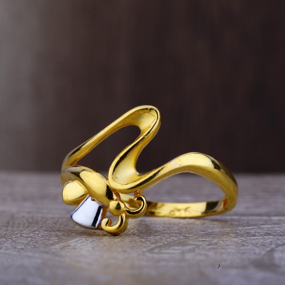 Ladies 22K Gold Casting CZ Ring -LPR101