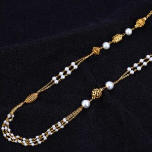 Ladies White Moti Delicate 22K Gold Mala-AC101